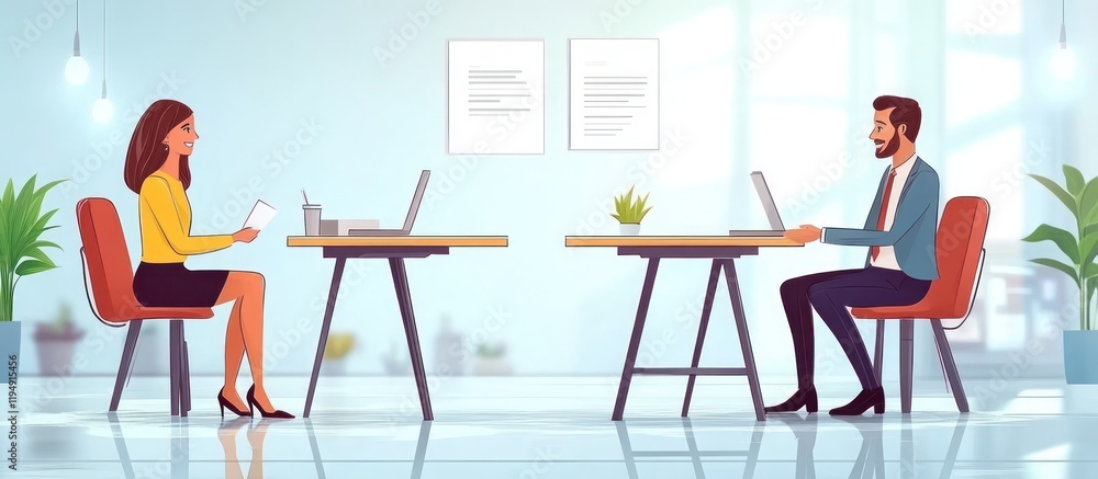 Office coworkers collaborate, modern workspace Office coworkers collaborate, modern workspace