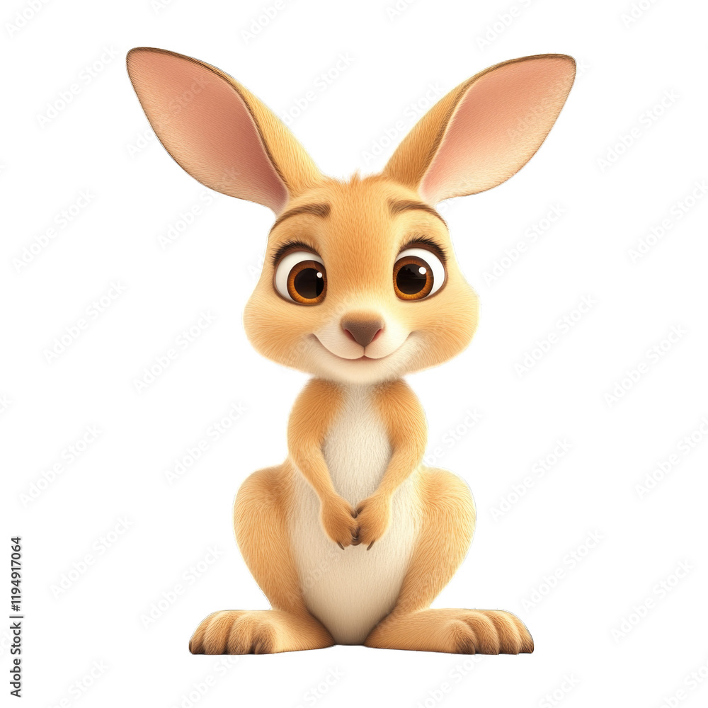 Cute cartoon rabbit character sitting on its hind legs isolated on transparent background, PNG Cute cartoon rabbit character sitting on its hind legs isolated on transparent background, PNG