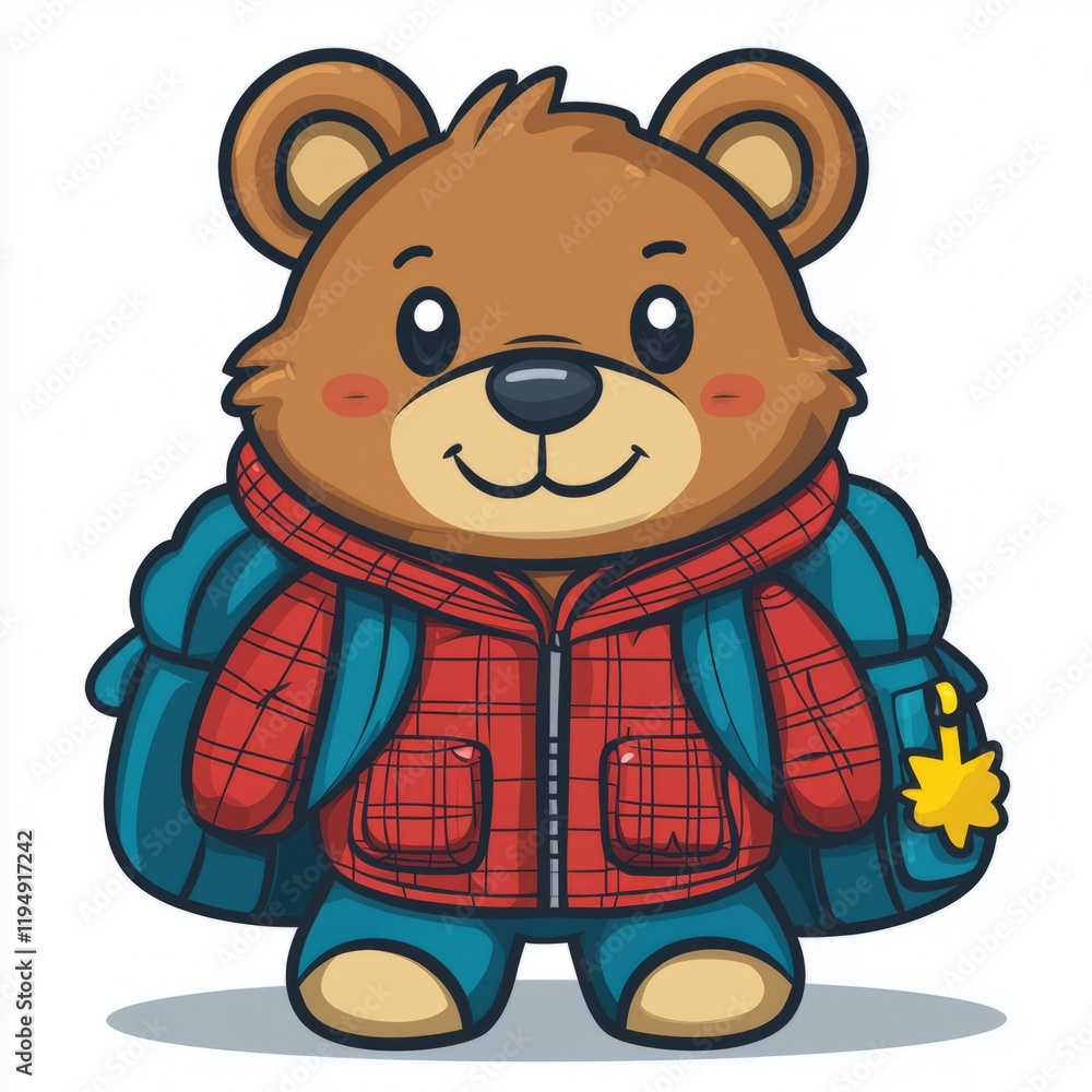 Adorable Brown Bear Ready For Adventure With Backpack Adorable Brown Bear Ready For Adventure With Backpack