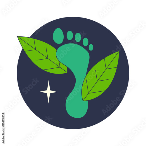 Green footprint with leaves symbolizes eco-friendly and sustainable living.