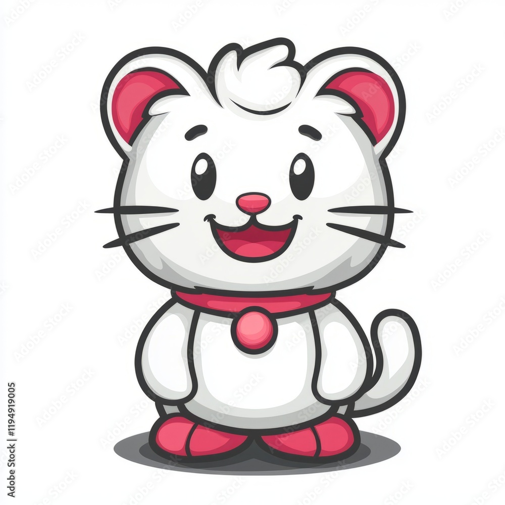 Adorable White Kitten Cartoon Character Illustration Adorable White Kitten Cartoon Character Illustration