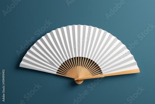 arafed paper fan on a blue background with shadow