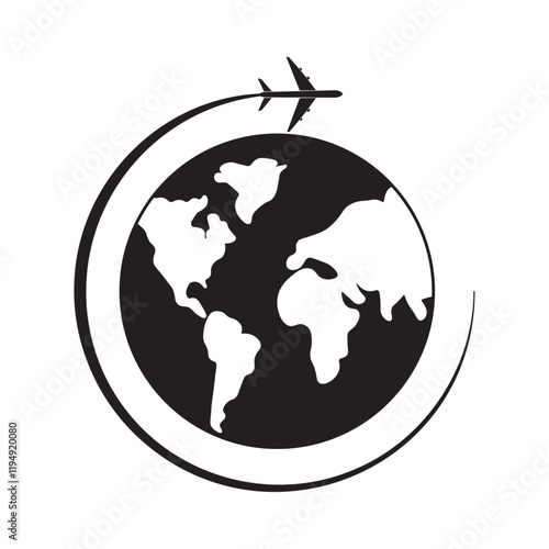 world travel plane flat icon vector