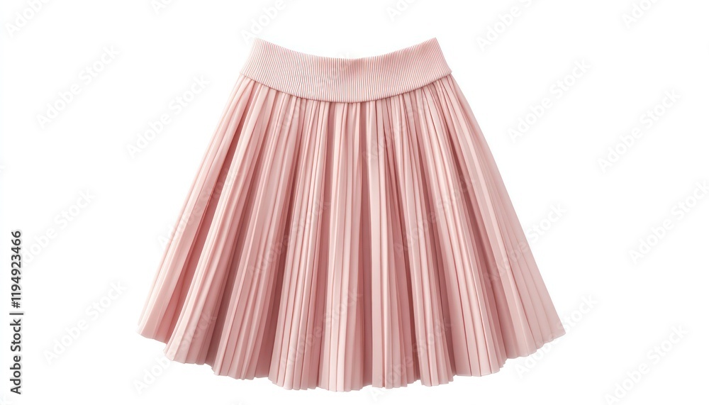 Soft blush pink pleated skirt isolated on solid white background