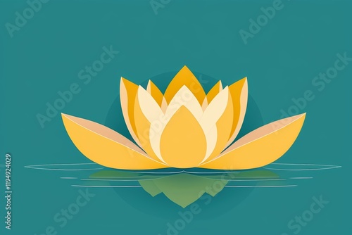illustration of a yellow lotus flower floating on a lake