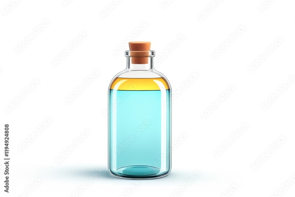 there is a bottle of liquid with a cork on the top there is a bottle of liquid with a cork on the top