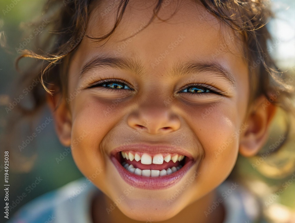 close-up of a young child with curly hair, smiling brightly. close-up of a young child with curly hair, smiling brightly.