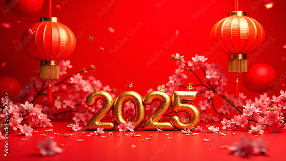 Naklejka premium Chinese New Year 2025, 2026 and 2027. Chinese New Year is a public holiday that allows Chinese people to reunite with their families and celebrate the arrival