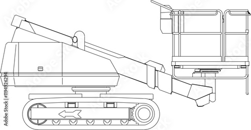 vector illustration sketch design of japanese construction machinery vehicle for industry