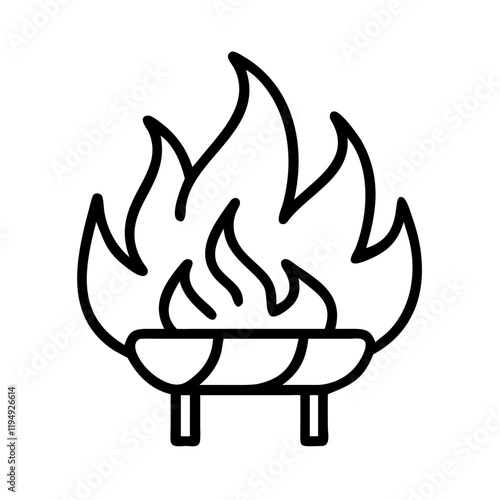 bbq flames icon, bbq flames line art - simple line art of bbq flames, perfect for bbq flames logos and icons and themed design  photo