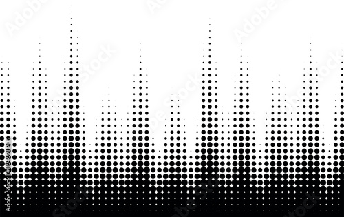 Vector halftone wavy pattern. Half tone circle dots wavy background. Curved wave gradient texture.