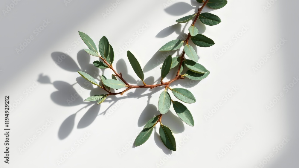 Eucalyptus Branch Still Life Mockup - Eco Beauty Product Display Eucalyptus Branch Still Life Mockup - Eco Beauty Product Display