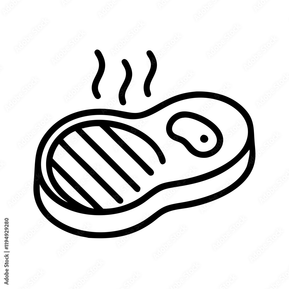 grilled steak icon, grilled steak line art - simple line art of grilled steak, perfect for grilled steak logos and icons and themed design grilled steak icon, grilled steak line art - simple line art of grilled steak, perfect for grilled steak logos and icons and themed design
