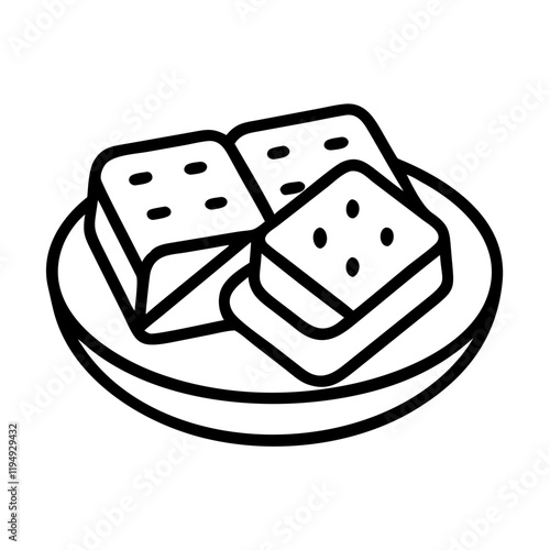 grilled tofu icon, grilled tofu line art - simple line art of grilled tofu, perfect for grilled tofu logos and icons and themed design 