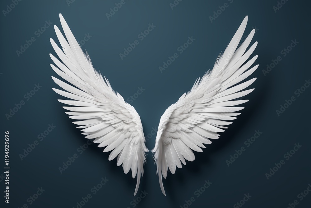 Fototapeta premium a close up of a pair of white wings on a blue background