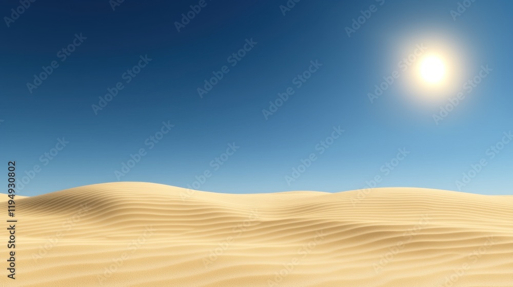 Naklejka premium Bright desert sun over sand dunes