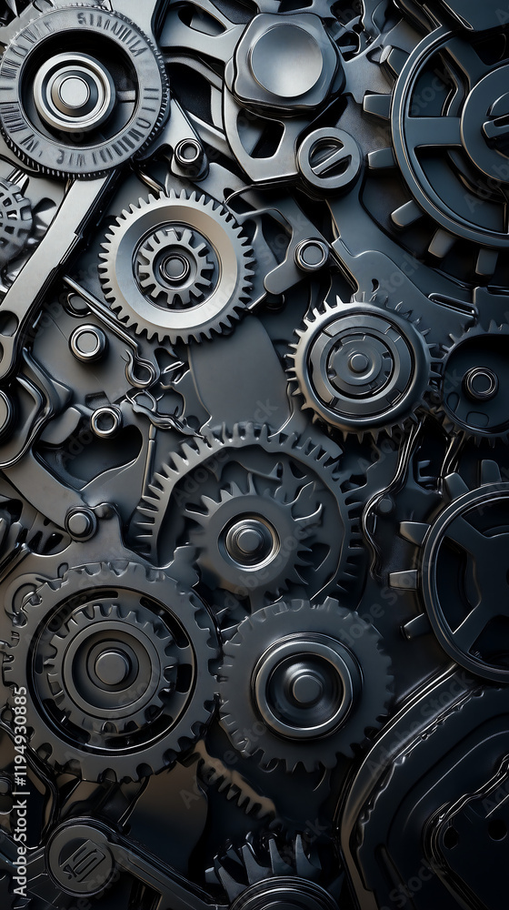 3D background showcasing intricate mechanical details, featuring gears, cogs, and industrial components interlocked in a seamless design 3D background showcasing intricate mechanical details, featuring gears, cogs, and industrial components interlocked in a seamless design