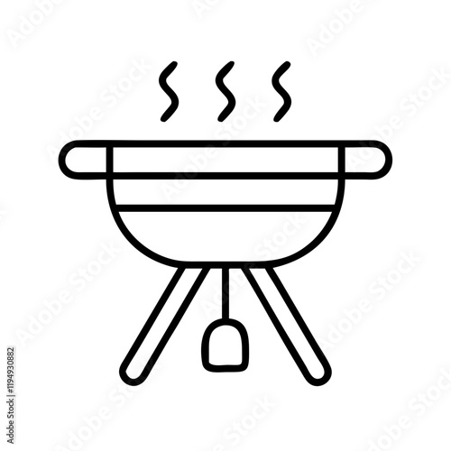 outdoor grill setup icon, outdoor grill setup line art - simple line art of outdoor grill setup, perfect for outdoor grill setup logos and icons and themed design  photo