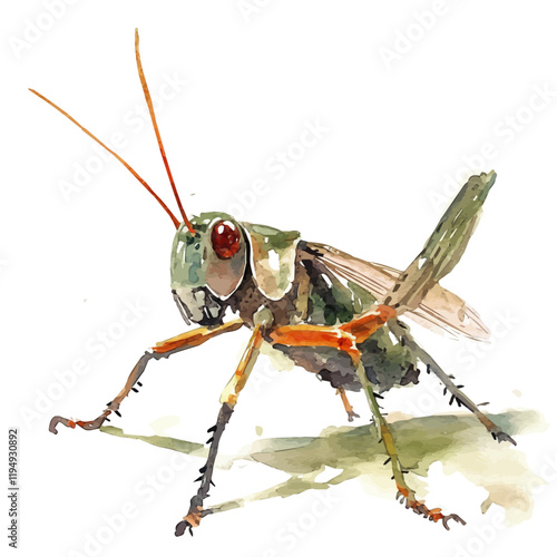 A watercolor of a cricket celebration, isolated on a white background. Cricket vector.
