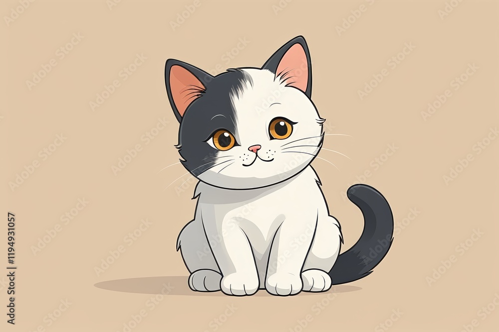 Obraz premium cartoon cat sitting on the ground with a sad look on its face