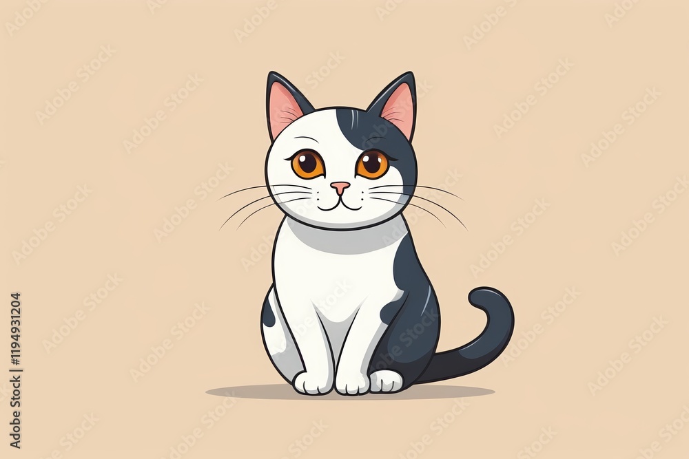 Obraz premium cartoon cat sitting on the ground with a brown background