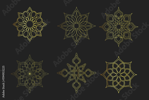 Set of Islamic ornament pattern. Arabic luxury floral illustration for invitations and greeting cards. 