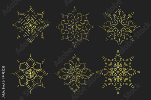Set of Islamic ornament pattern. Arabic luxury floral illustration for invitations and greeting cards. 