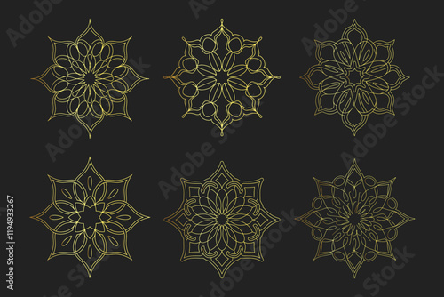 Set of Islamic ornament pattern. Arabic luxury floral illustration for invitations and greeting cards. 