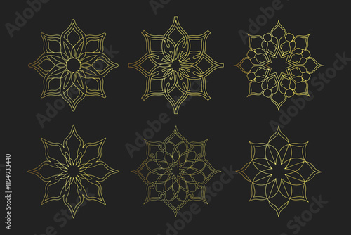 Set of Islamic ornament pattern. Arabic luxury floral illustration for invitations and greeting cards. 