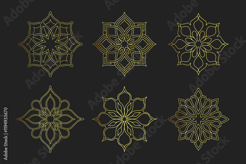 Set of Islamic ornament pattern. Arabic luxury floral illustration for invitations and greeting cards. 