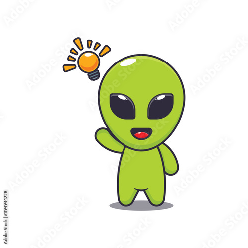 alien get an idea. mascot cartoon character vector illustration.