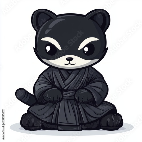 Adorable Black Raccoon Wearing a Dark Robe