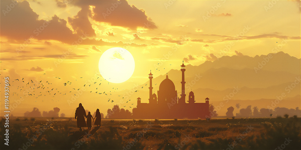 Fototapeta premium Beautiful Mosque in scenic nature landscape, part 58