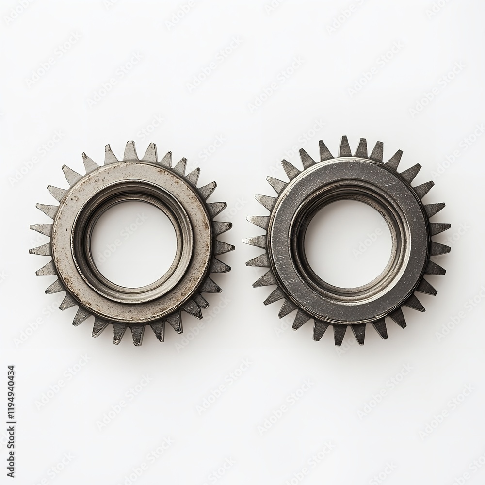 Two Metal Gears with the Same Tooth Pattern Turning Together
Two Metal Gears with the Same Tooth Pattern Turning Together