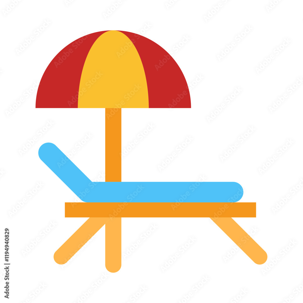 Sunbed flat icon Sunbed flat icon
