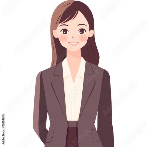 Smiling businesswoman portrait, white background, corporate head