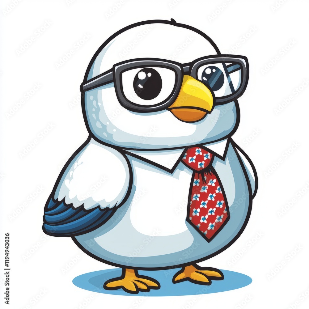 Obraz premium A Cartoon Bird Wearing Glasses and a Tie