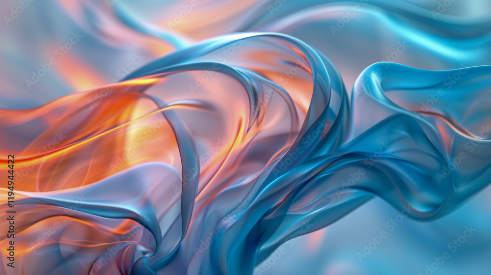 Abstract Flowing Fabric Design in Blue and Orange Hues Captured Abstract Flowing Fabric Design in Blue and Orange Hues Captured