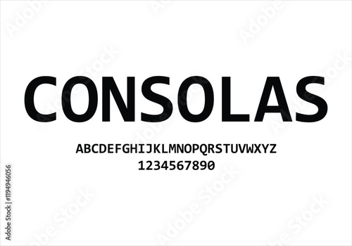 Consolas font for logo and headline. Isolated vector typeset