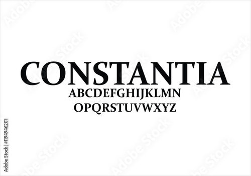 Constantia font for logo and headline. Isolated vector typeset