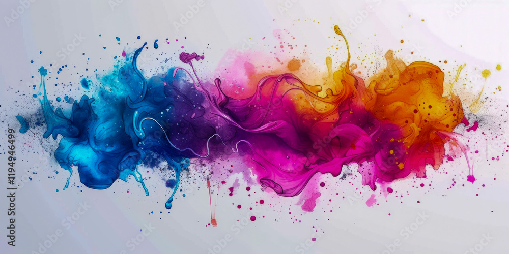 Vibrant Explosion of Colorful Ink Blending in Water Captured in Vibrant Explosion of Colorful Ink Blending in Water Captured in