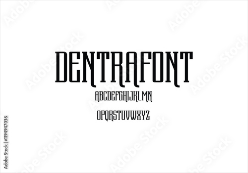 Dentra font font for logo and headline. Isolated vector typeset