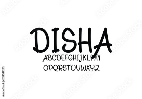 Disha font for logo and headline. Isolated vector typeset