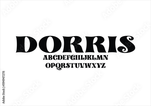 Dorris font for logo and headline. Isolated vector typeset