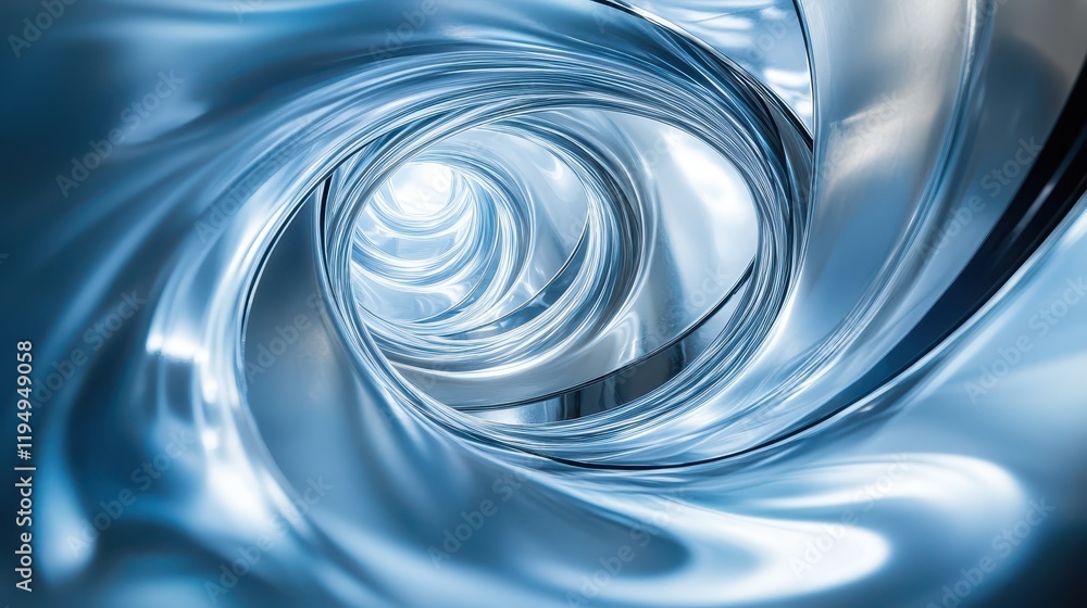 A mesmerizing tunnel of light unfolds, featuring swirling patterns of blue and silver that evoke an enchanting sense of motion in this abstract display A mesmerizing tunnel of light unfolds, featuring swirling patterns of blue and silver that evoke an enchanting sense of motion in this abstract display