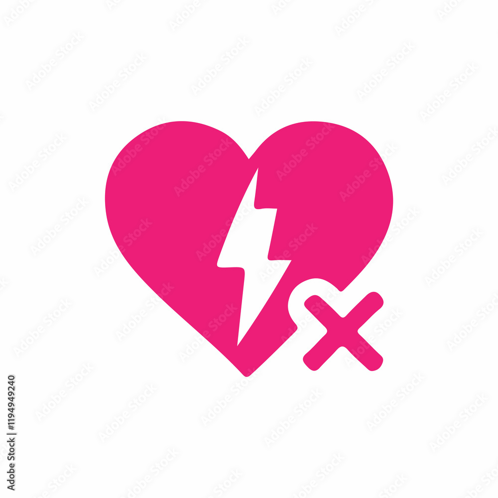 Broken heart with a rejection symbol, representing heartbreak and disappointment. Broken heart with a rejection symbol, representing heartbreak and disappointment.