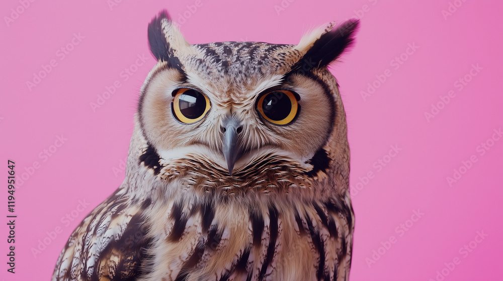 Obraz premium an owl on a pink background