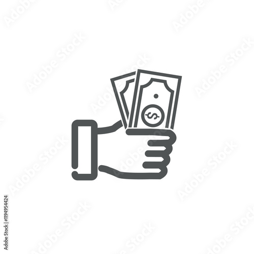 Flat design vector symbol of giving money, payday, gift money.