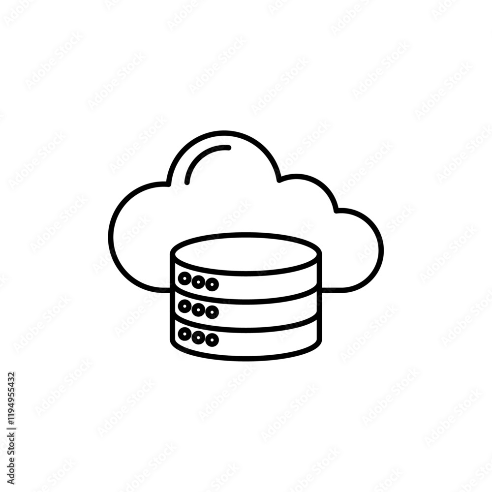 Cloud database icon Flat illustration sign Cloud database icon Flat illustration sign