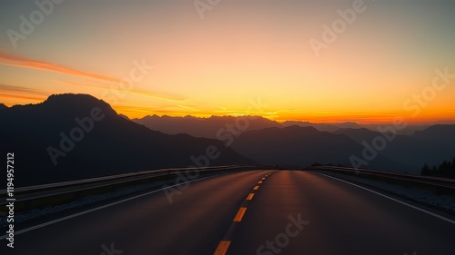 Wallpaper Mural Mountain Road Sunset Scenic Driveway, Breathtaking Colors, HDR Photography, High Resolution, Epic Landscape, Stunning Scenery, Golden Hour, Dramatic  Torontodigital.ca